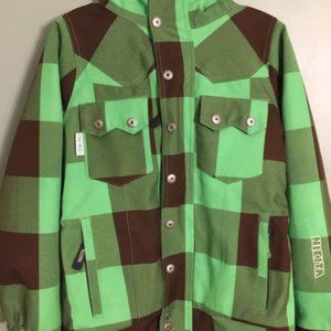 Green Checkered Ski Jacket (Size XS)